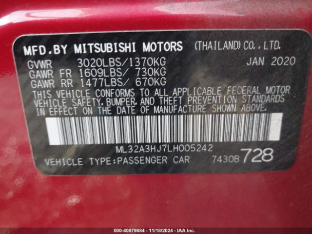 ML32A3HJ7LH005242 Mitsubishi MIRAGE ES