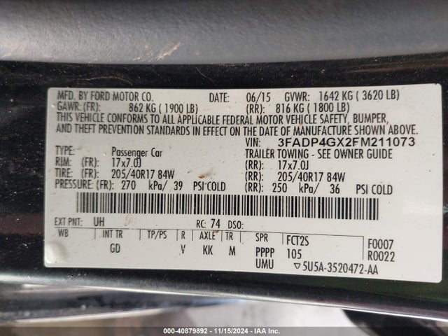Ford FIESTA ST 2015 3FADP4GX2FM211073 Image 9
