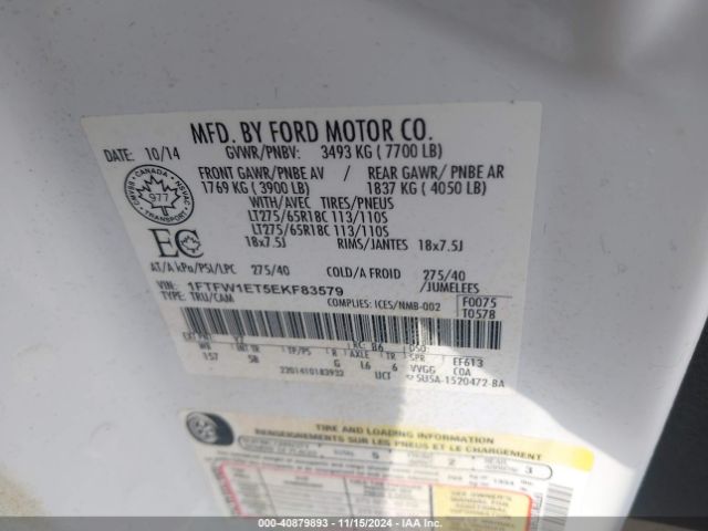 1FTFW1ET5EKF83579 Ford F-150 Fx4