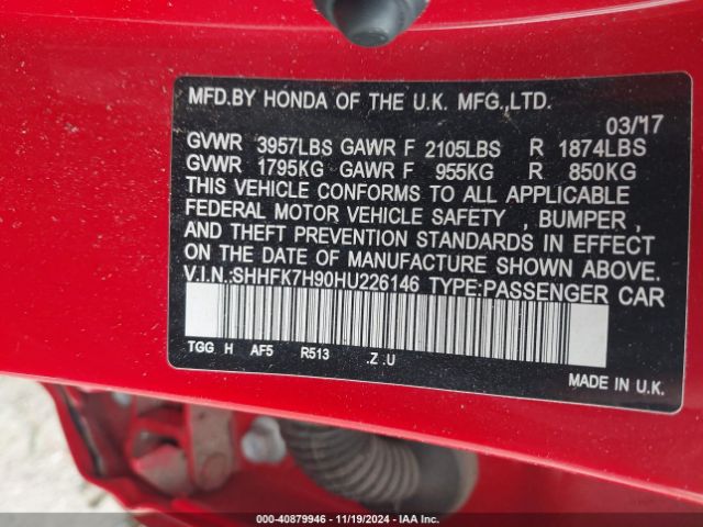 SHHFK7H90HU226146 Honda Civic Sport Touring