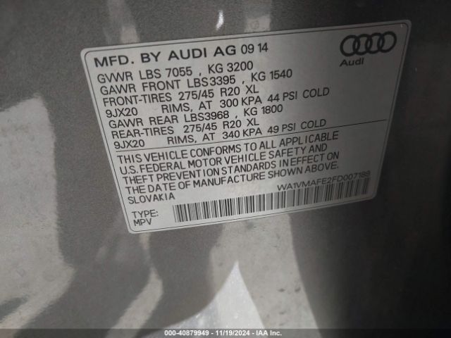 WA1VMAFE2FD007188 Audi Q7 3.0 Tdi Premium