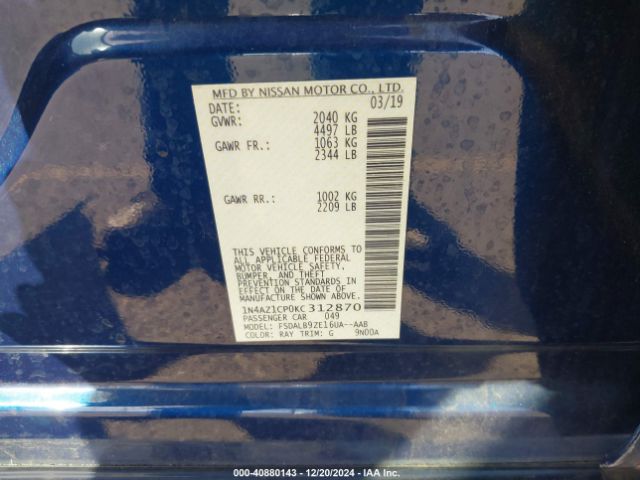 1N4AZ1CP0KC312870 Nissan LEAF S