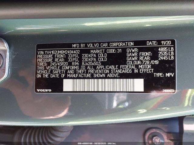 2021 VOLVO XC40 YV4162UM6M2494402 Photo 8