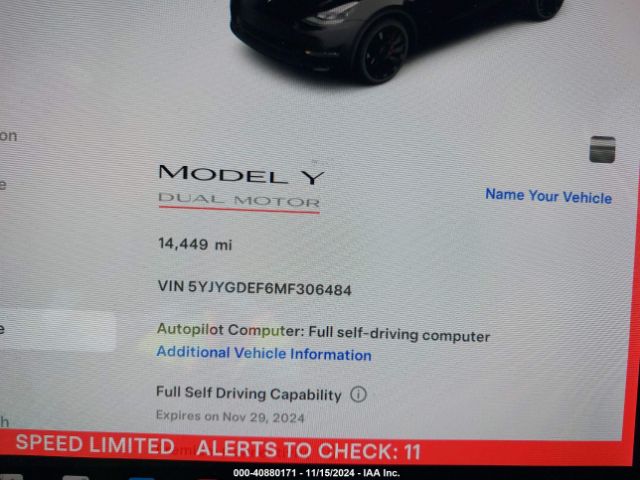 5YJYGDEF6MF306484 Tesla Model Y Performance Dual Motor All-wheel Drive
