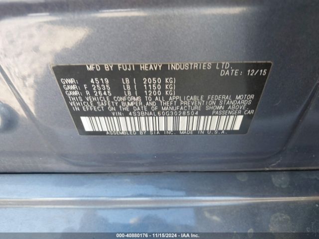 4S3BNAL60G3028504 Subaru Legacy 2.5i Limited