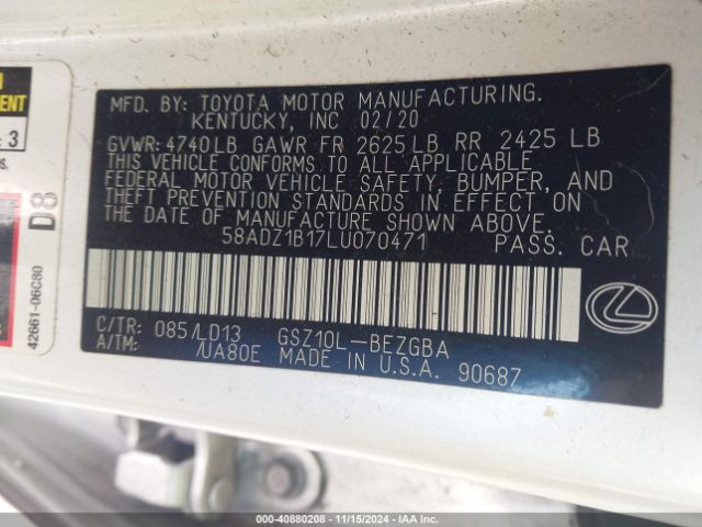 58ADZ1B17LU070471 Lexus ES 350