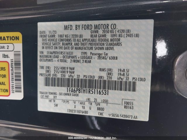 2024 FORD MUSTANG 1FA6P8TH1R5116531 Photo 8