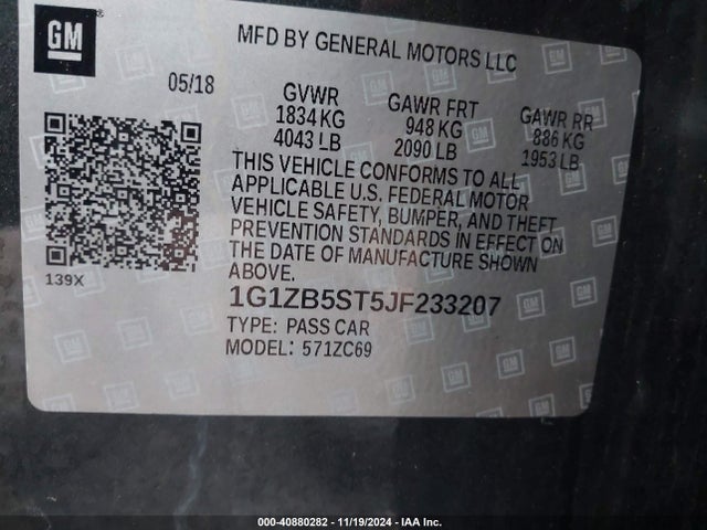 Chevrolet Malibu 1ls 2018 1G1ZB5ST5JF233207 Image 9