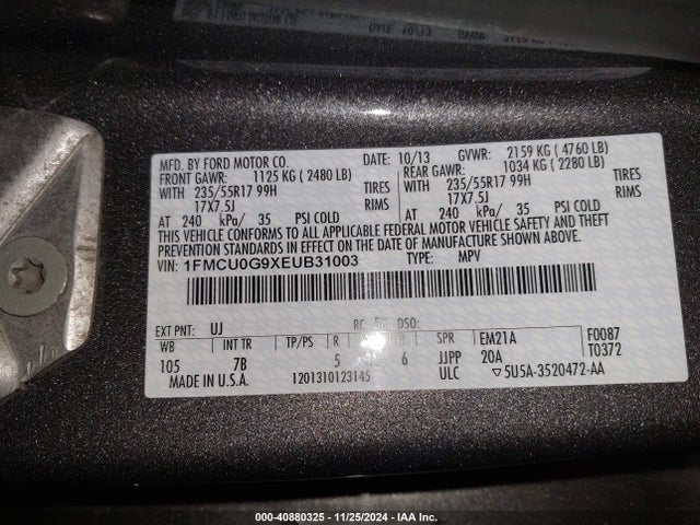 Ford ESCAPE SE 2014 1FMCU0G9XEUB31003 Image 9