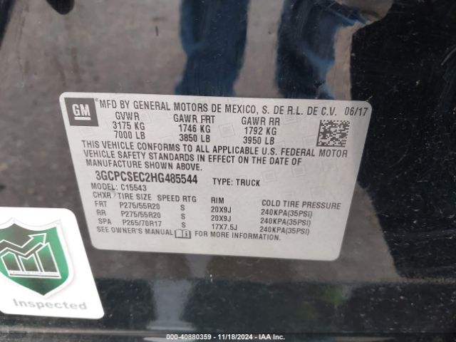3GCPCSEC2HG485544 Chevrolet Silverado 1500 1lz