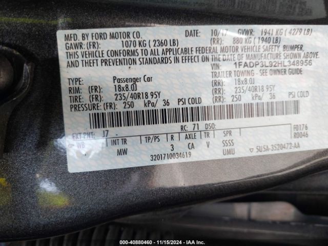 1FADP3L92HL348956 Ford FOCUS ST