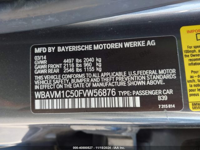 WBAVM1C50FVW56876 BMW X1 Sdrive28i