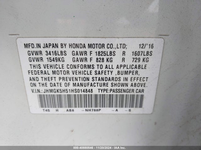 Honda FIT LX 2017 JHMGK5H51HS014848 Image 9