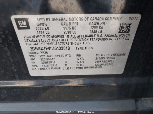 2GNAXJEV0J6132010 Chevrolet EQUINOX LT