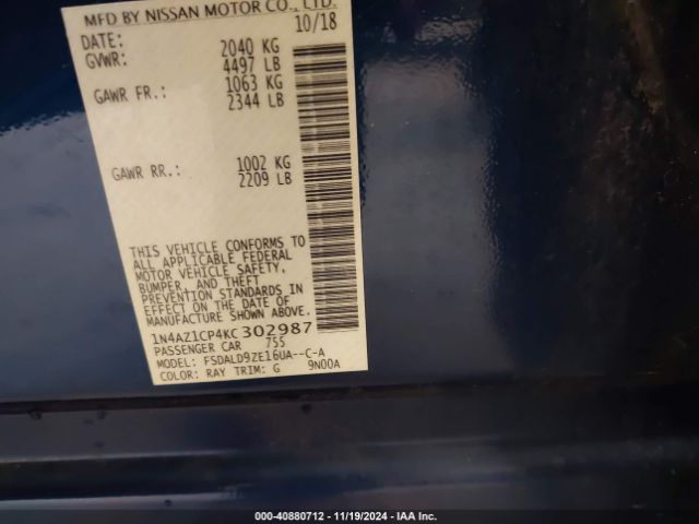 1N4AZ1CP4KC302987 Nissan LEAF SV