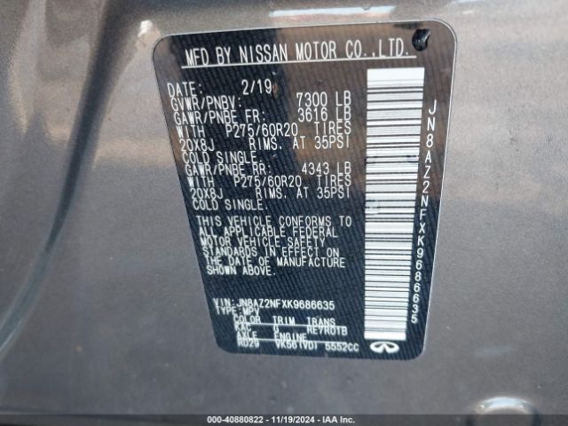 JN8AZ2NFXK9686635 Infiniti QX80 LUXE