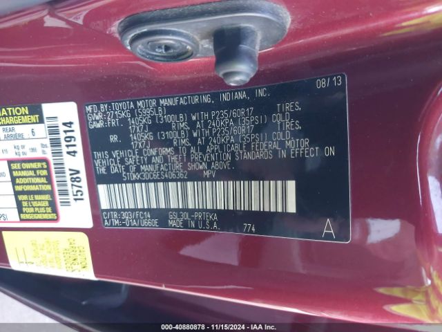 5TDKK3DC6ES406362 Toyota Sienna Le V6 8 Passenger