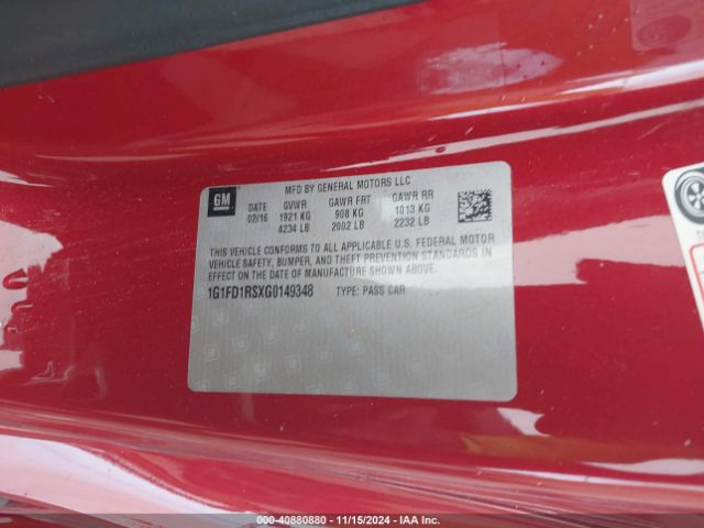 1G1FD1RSXG0149348 Chevrolet Camaro 2lt