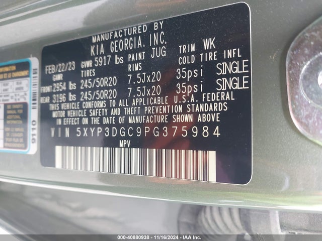 KIA Telluride Ex X-line 2023 5XYP3DGC9PG375984 Image 9