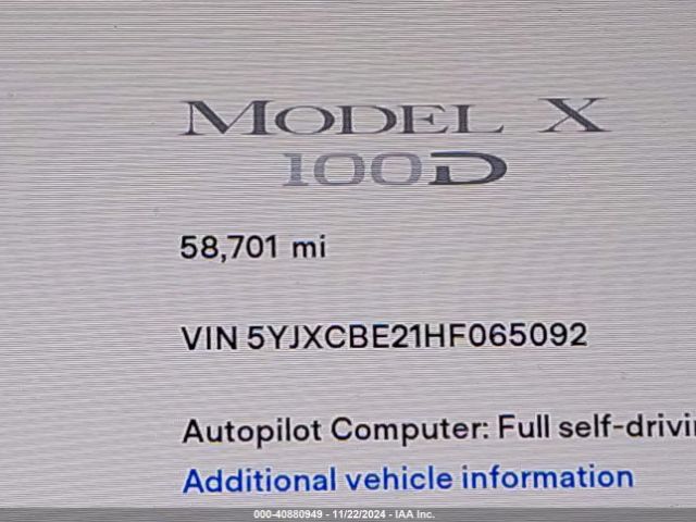 5YJXCBE21HF065092 Tesla MODEL X