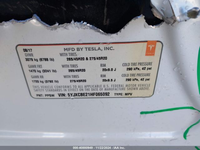 5YJXCBE21HF065092 Tesla MODEL X