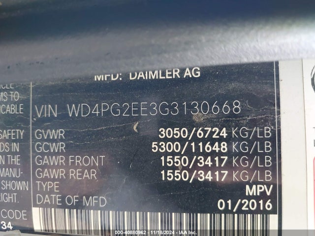 WD4PG2EE3G3130668 Mercedes-Benz Metris