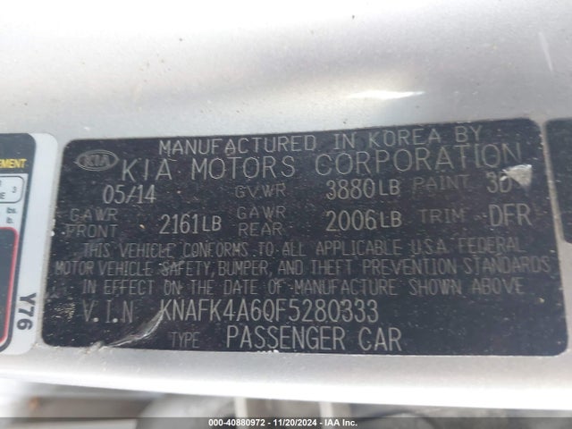 KIA FORTE LX 2015 KNAFK4A60F5280333 Image 9