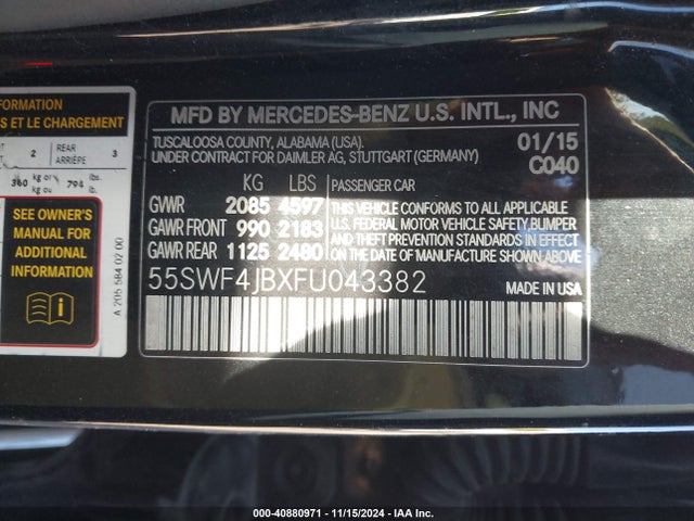 55SWF4JBXFU043382 Mercedes-Benz C 300 Luxury/sport