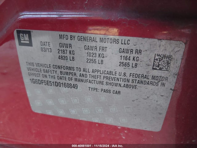 2013 CADILLAC CTS 1G6DF5E51D0160849 Photo 8