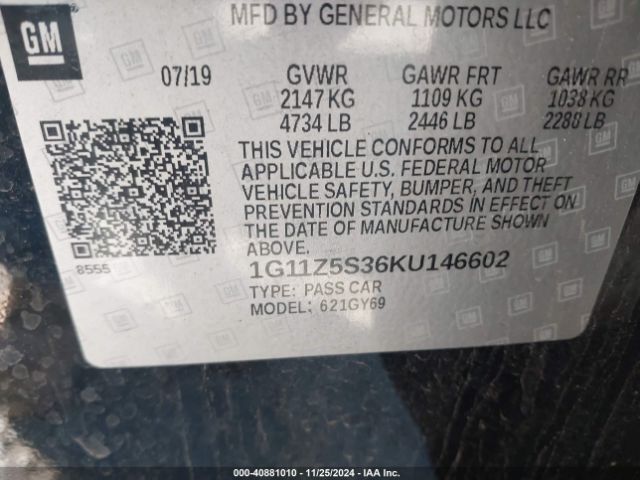 1G11Z5S36KU146602 Chevrolet IMPALA LT