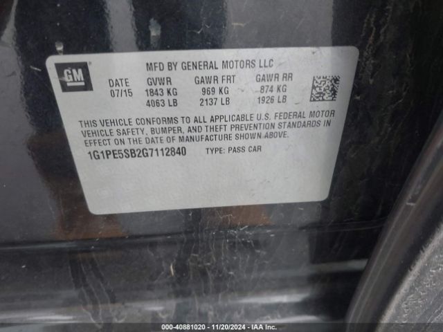 1G1PE5SB2G7112840 Chevrolet Cruze Limited 1lt Auto