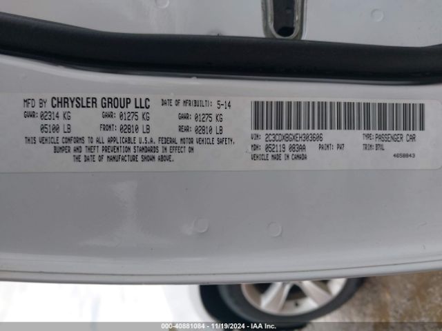 2C3CDXBGXEH303606 Dodge Charger Se