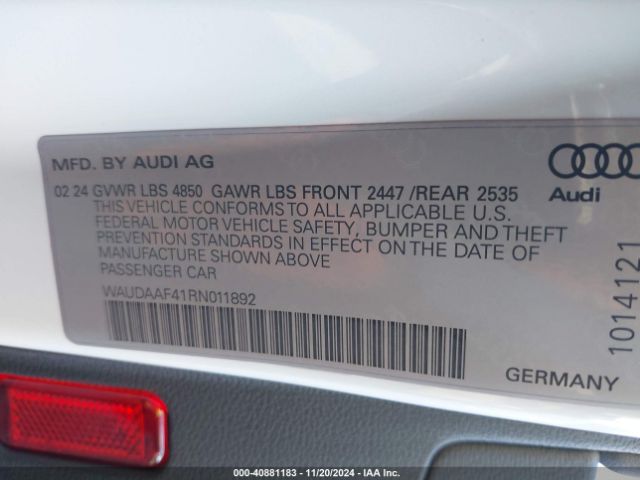 WAUDAAF41RN011892 Audi A4 Premium 45 Tfsi S Line Quattro S Tronic