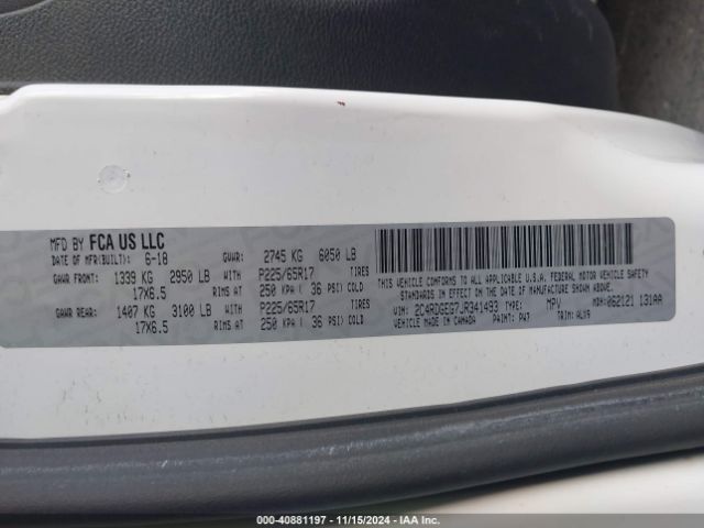 2C4RDGEG7JR341493 Dodge Grand Caravan Gt