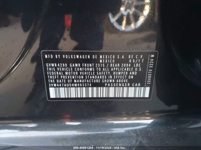 3VW447AU5HM063374 Volkswagen Golf Gti Autobahn 4-door/s 4-door/se 4-door/sport 4-door