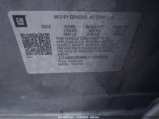 1G1BE5SM9J7189658 Chevrolet Cruze Lt Auto
