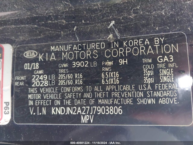 KIA Soul 2018 KNDJN2A27J7903806 Image 9