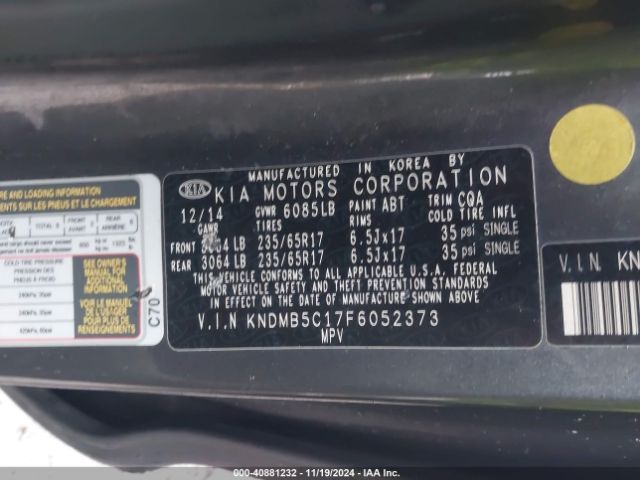KNDMB5C17F6052373 KIA SEDONA LX