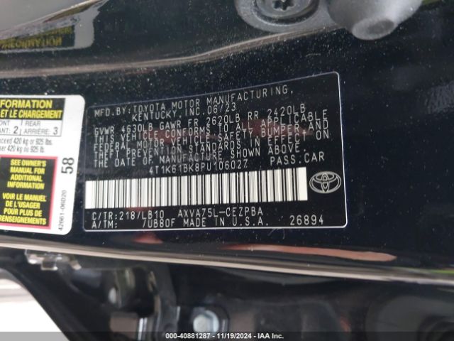 4T1K61BK8PU106027 Toyota Camry Xse Awd