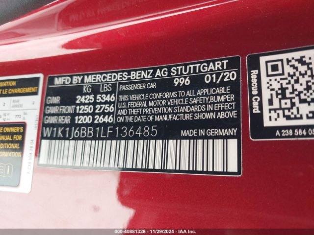 W1K1J6BB1LF136485 Mercedes-Benz Amg E 53 4matic