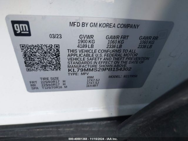 KL79MMS29PB154302 Chevrolet Trailblazer Fwd Ls