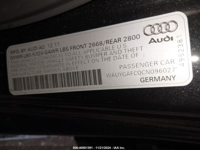 2012 AUDI A7 WAUYGAFC0CN096027 Photo 8