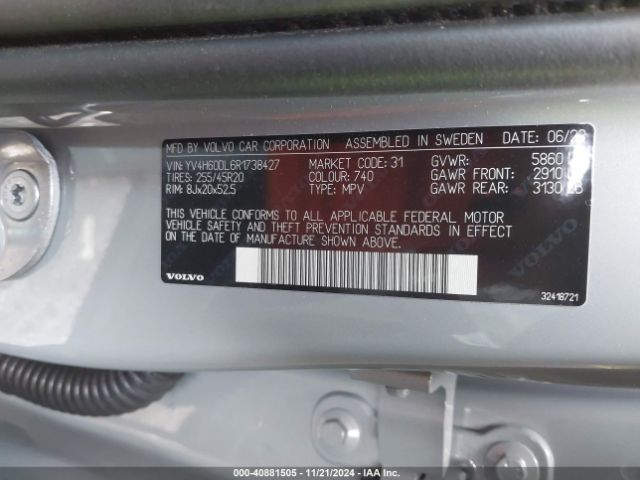 YV4H60DL6R1738427 Volvo Xc60 Recharge Plug-in Hybrid T8 Plus Dark Theme