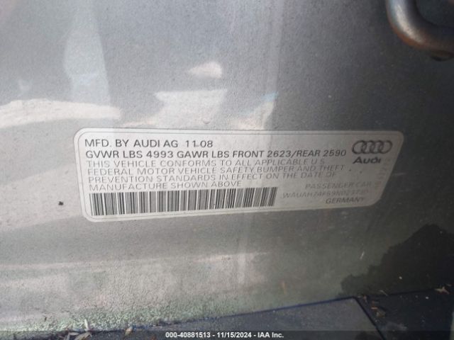 2009 AUDI A6 WAUAH74F59N023730 Photo 8