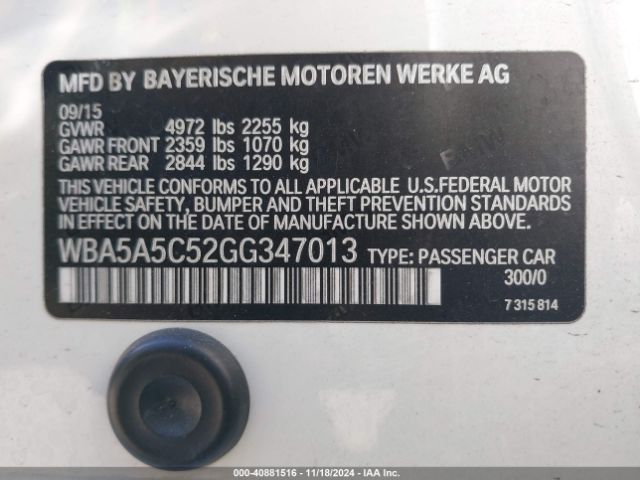 WBA5A5C52GG347013 BMW 528I