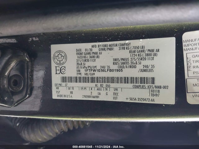 Ford F-150 Xlt 2020 1FTFW1E56LFB01905 Image 9