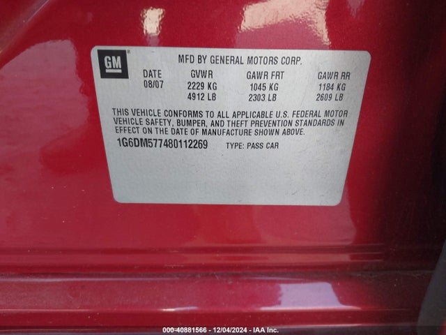 2008 CADILLAC CTS 1G6DM577480112269 Photo 8