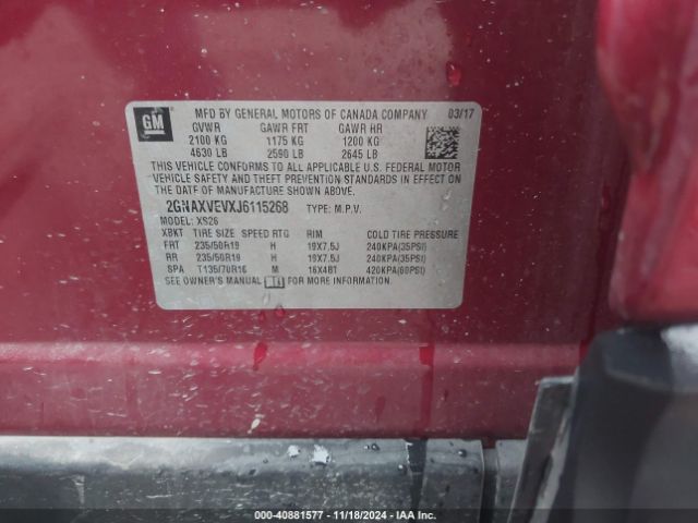 2GNAXVEVXJ6115268 Chevrolet Equinox Premier