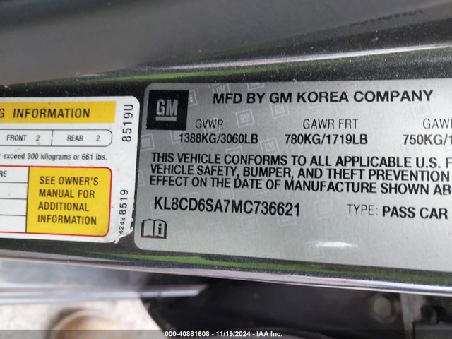 Chevrolet Spark Fwd 1lt Automatic 2021 KL8CD6SA7MC736621 Image 9