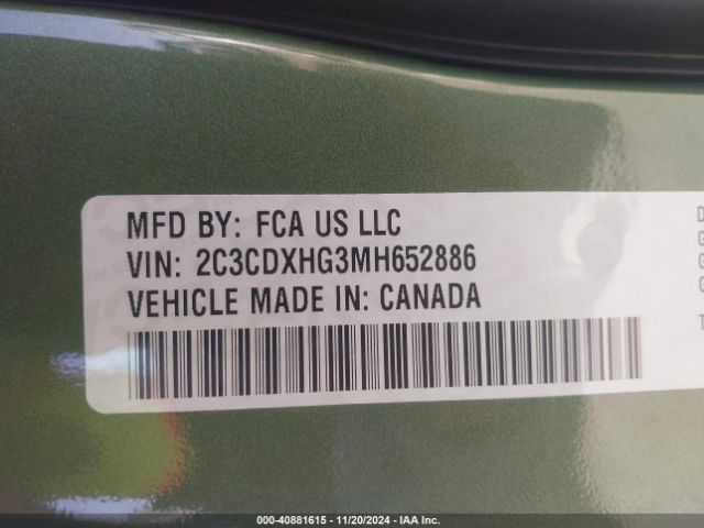 2C3CDXHG3MH652886 Dodge Charger Gt Rwd